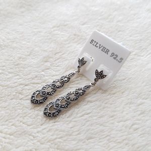 Silver 92.5% Marcasite Vintage Drop Earrings